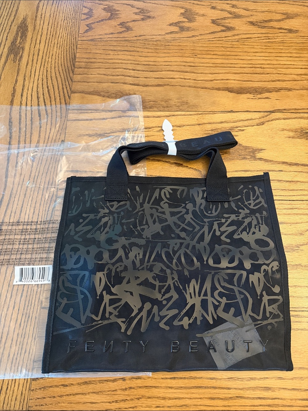 NWT - Fenty Beauty Black Graffiti-Print Tote